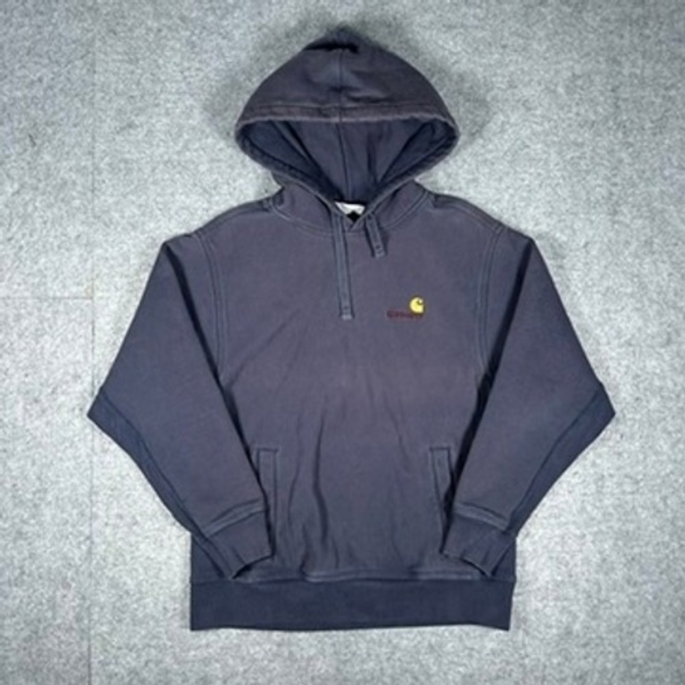 Carhartt WIP Hoodie Mens S Navy Blue American Script Sweatshirt Streetwear